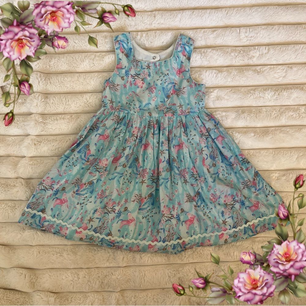 Sea world and mermaid print sleeveless Dress